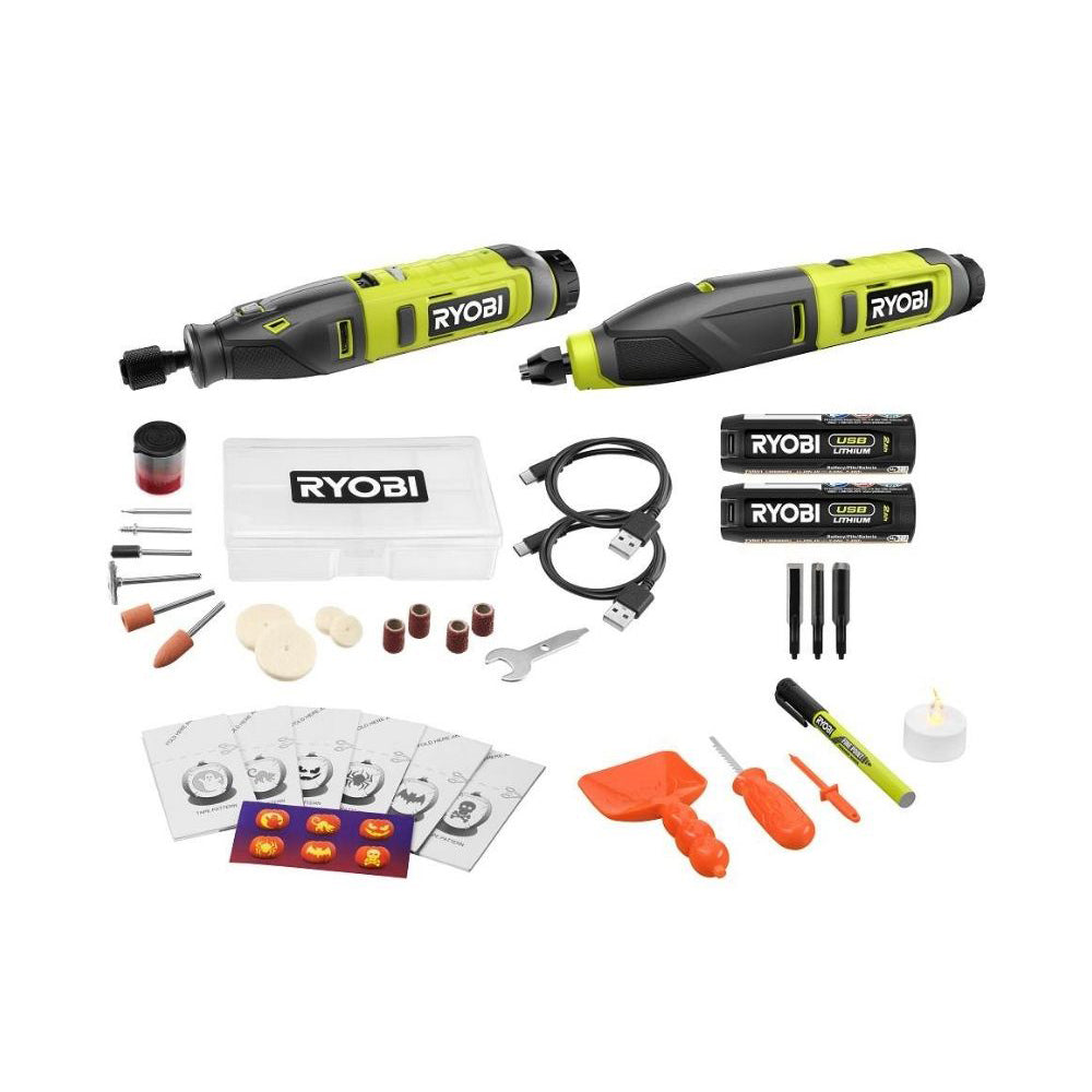 USB LITHIUM 2-TOOL COMBO KIT WITH PUMPKIN CARVING TOOLS RYOBI Tools