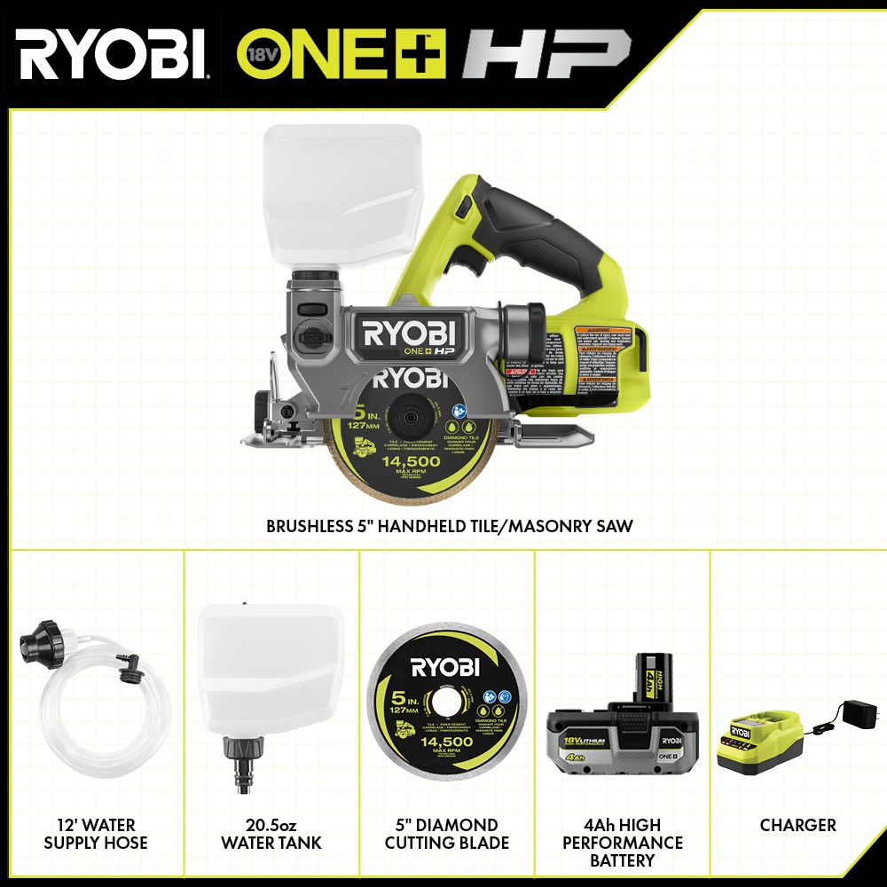18V ONE+ BRUSHLESS 5" HANDHELD TILE/MASONRY SAW KIT Image 2
