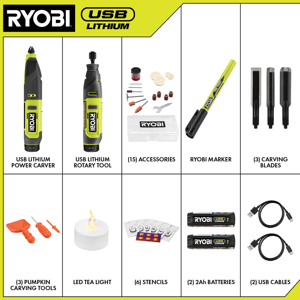USB LITHIUM 2-TOOL COMBO KIT WITH PUMPKIN CARVING TOOLS Image 3