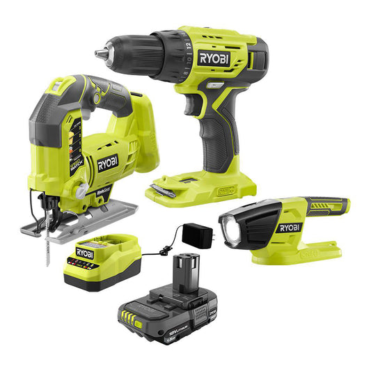ONE+ BR JIGSAW/DRILL/LIGHT COMBO KIT RYOBI Tools