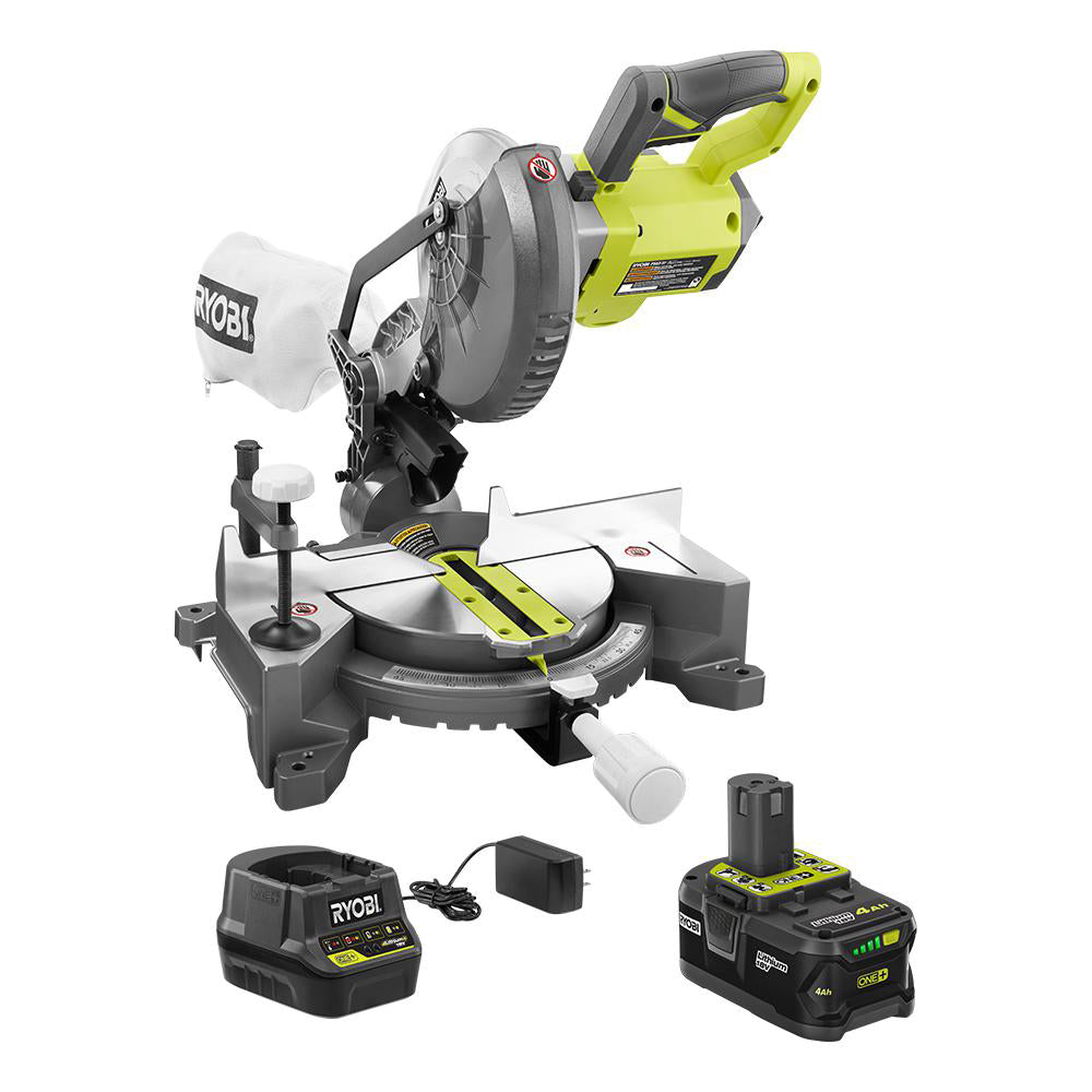18V ONE+ 7-1/4" Compound Miter Saw with (1) 4.0 Ah Battery and 18V Charger RYOBI Tools