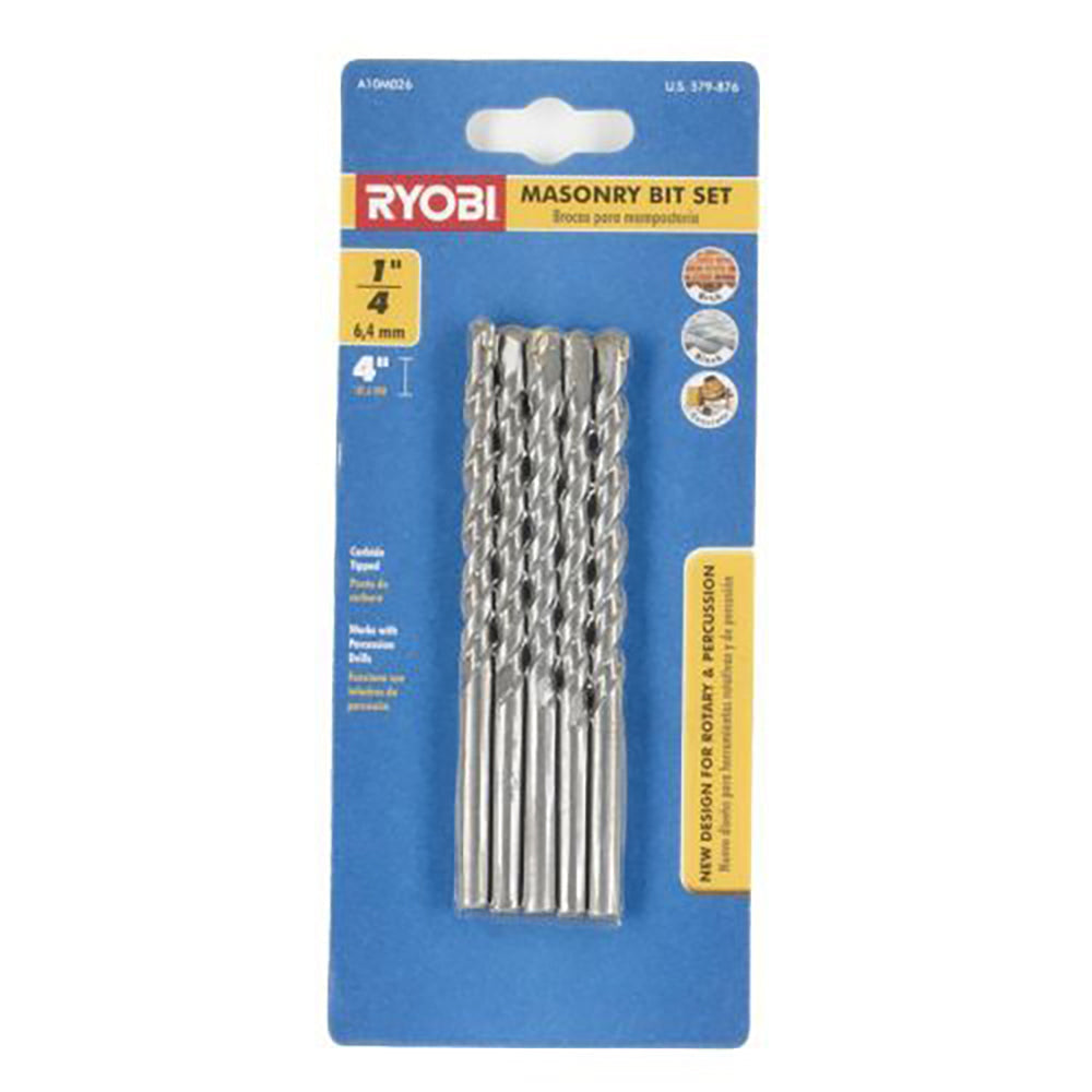 1/4" x 4" 5 PC. Masonry Bit Set RYOBI Tools