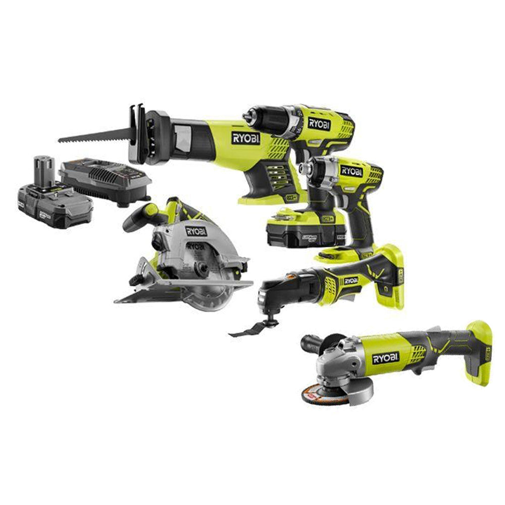 18V ONE+ Combo Kit (5-Tool) + 4.5" Angle Grinder RYOBI Tools