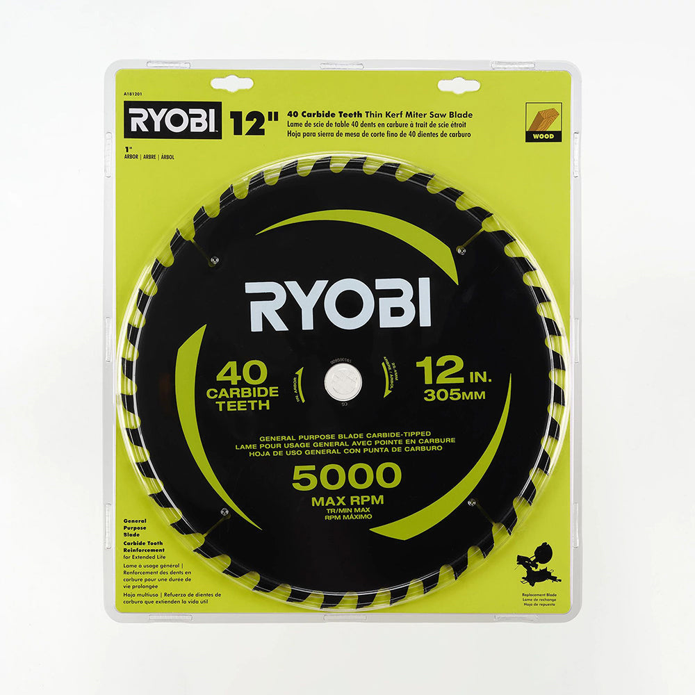 12" 40 CARBIDE TEETH THIN KERF MITER SAW BLADE RYOBI Tools