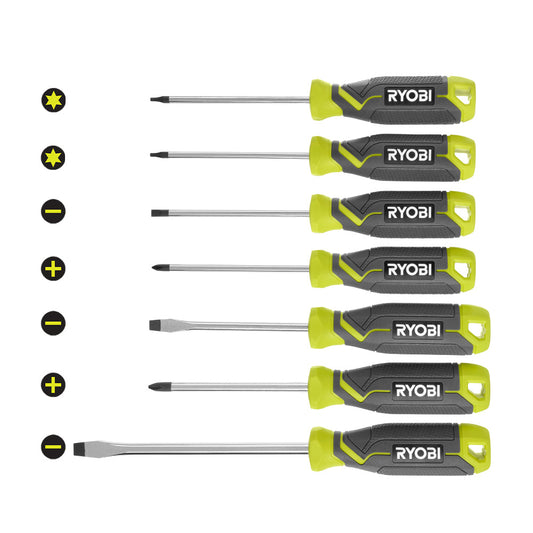 Screwdriver Set (7-Piece) with Cushion Grip Handles RYOBI Tools