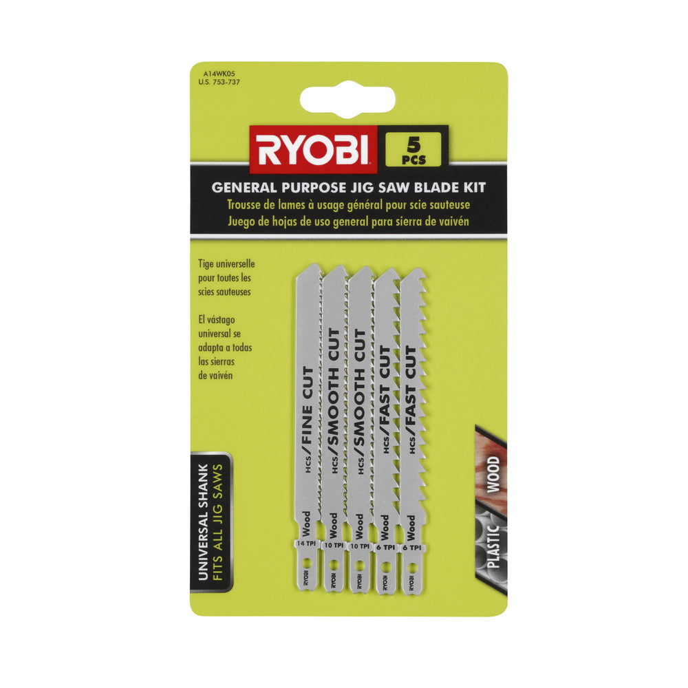 5 PC. General Purpose Jig Saw Blade Kit Image 2