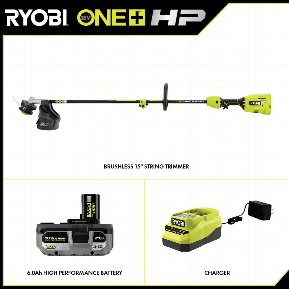 18V ONE+ HP BRUSHLESS 15" STRING TRIMMER KIT image 2