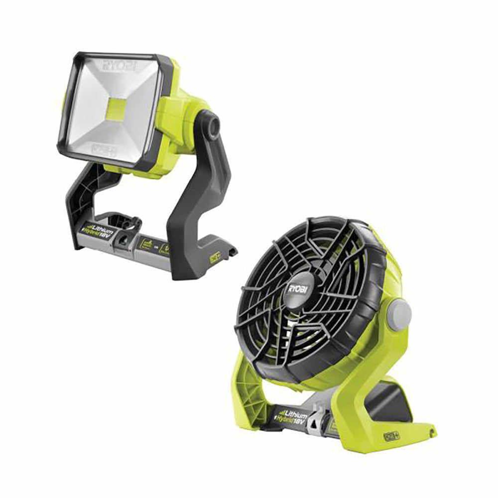 18V ONE+ Hybrid 20W LED Work Light & Hybrid Fan RYOBI Tools