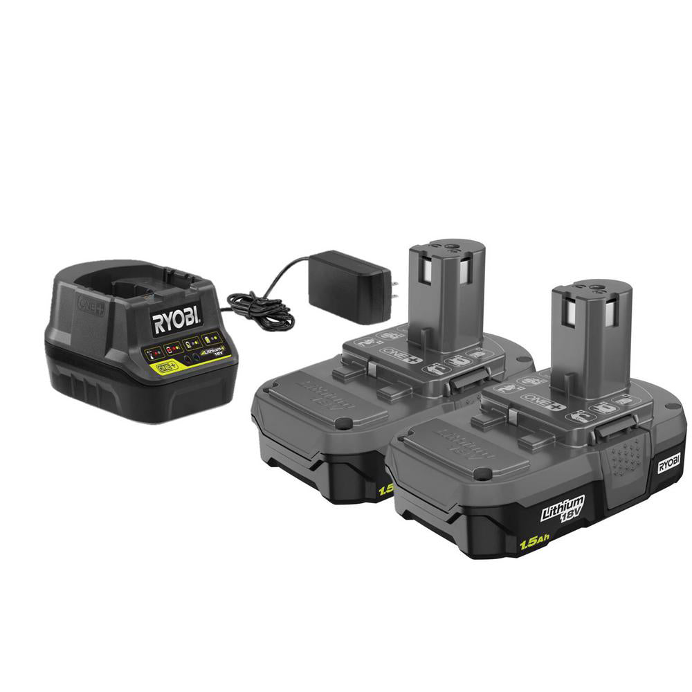 18V ONE+ 1.5 Ah Compact Battery (2-Pack) with Charger Kit RYOBI Tools