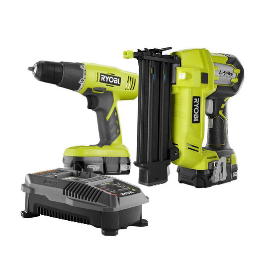 18V ONE+ 2-Tool Combo Kit with Drill/Driver, Brad Nailer, (2) 1.3 Ah Batteries, and Charger RYOBI Tools