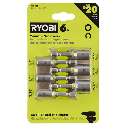 RYOBI 6PC IMPACT MAGNETIC NUT DRIVER SET RYOBI Tools