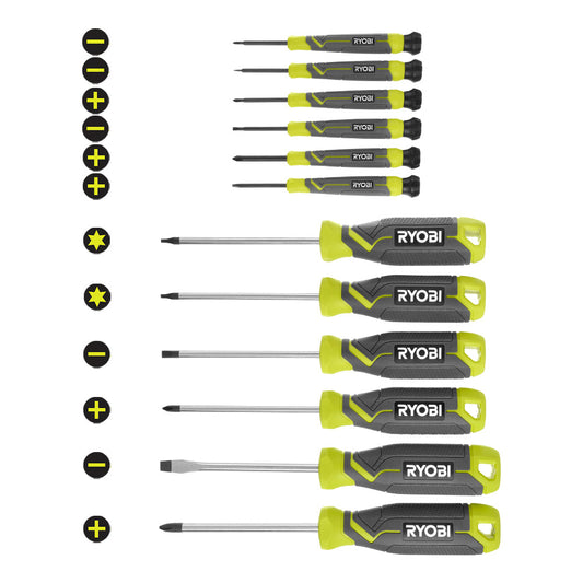 Screwdriver Set (12-Piece) with Cushion Grip Handles RYOBI Tools