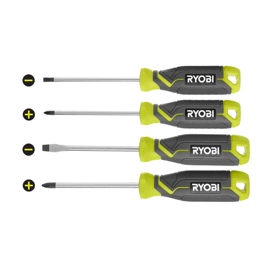 Screwdriver Set (4-Piece) with Cushion Grip Handles RYOBI Tools