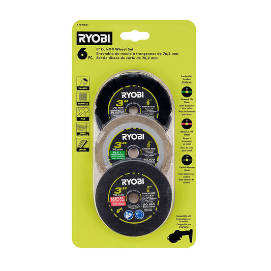 RYOBI 6 PC. 3 in. Cut-Off Wheel Set RYOBI Tools