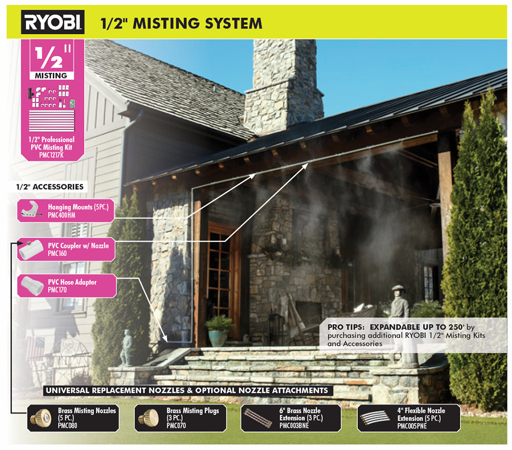 1/2" x 12" Professional PVC Misting Kit Image 3