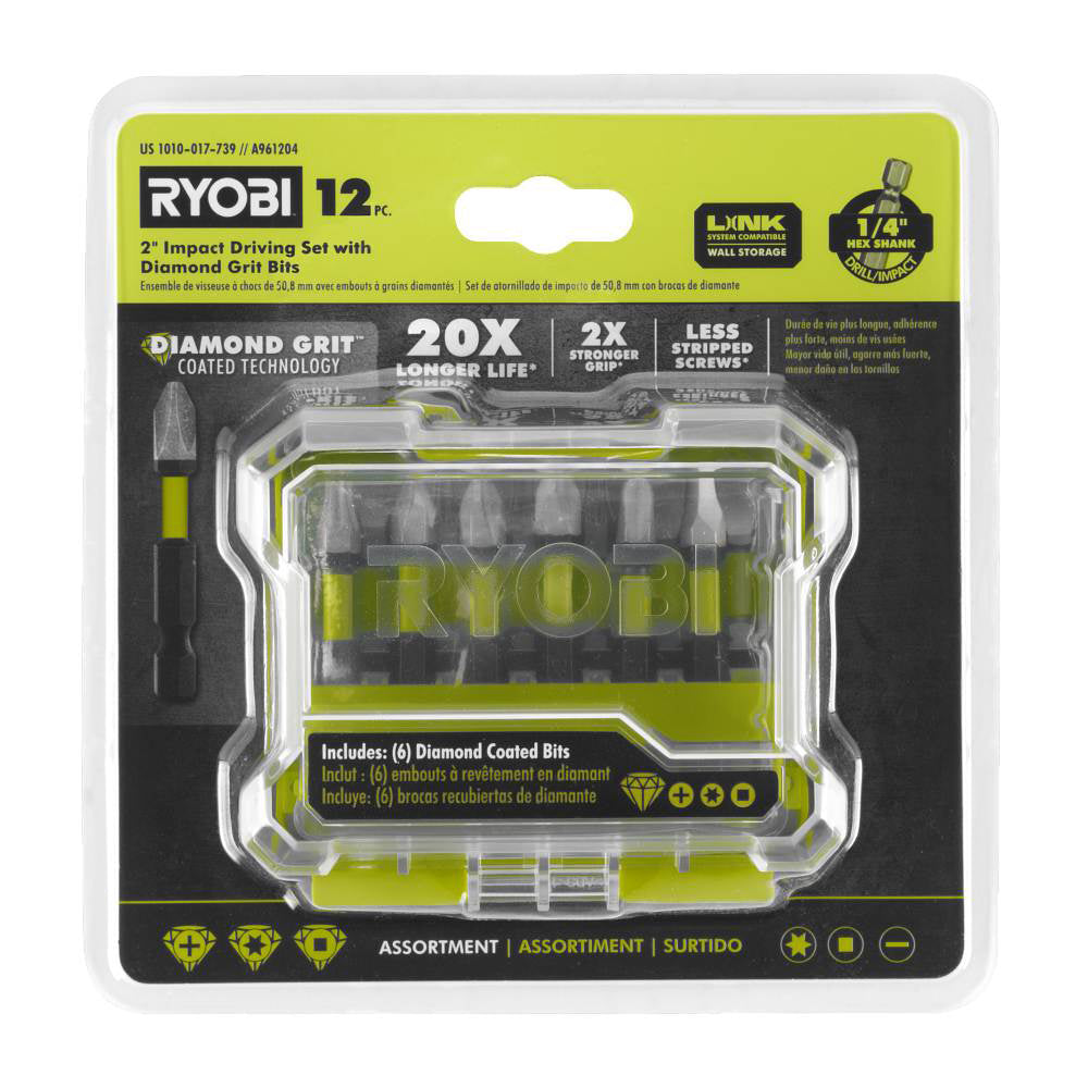12 PC. 2" IMPACT DRIVING SET WITH DIAMOND GRIT BITS RYOBI Tools