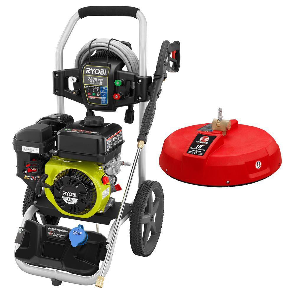 2800-PSI 2.3-GPM 179 cc Gas Pressure Washer with Idle Down and 15" Surface Cleaner RYOBI Tools