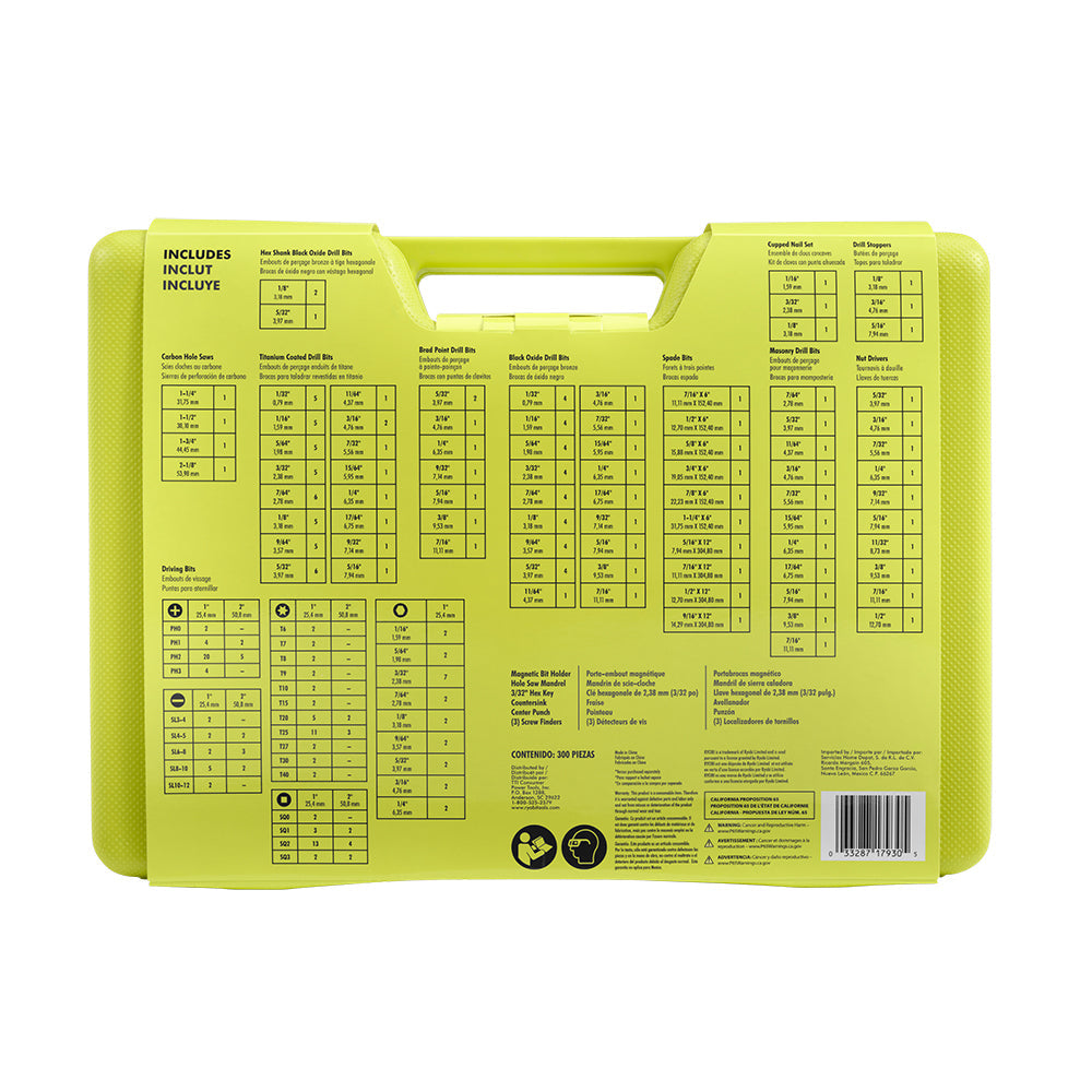 Multi-Material Drill and Drive Kit (300-Piece) with Case RYOBI Tools