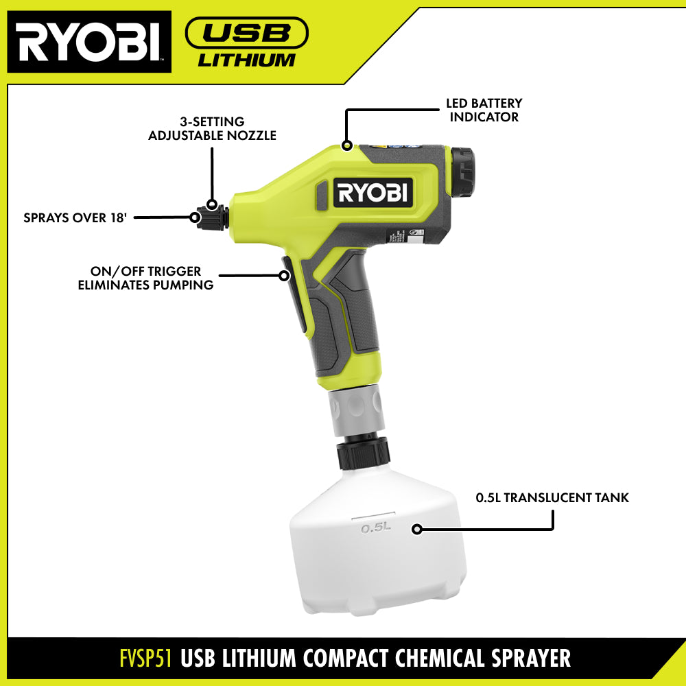 USB LITHIUM COMPACT CHEMICAL SPRAYER RYOBI Tools