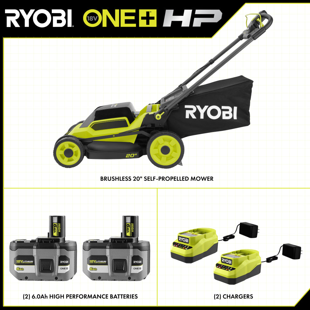 18V ONE+ HP BRUSHLESS 20" SELF-PROPELLED MOWER KIT RYOBI Tools