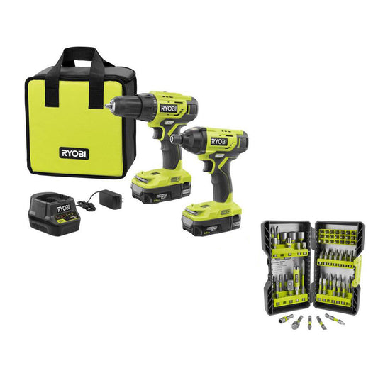 18V ONE+ 2-Tool Combo Kit with 70 PC. Impact Rated Driving Kit RYOBI Tools