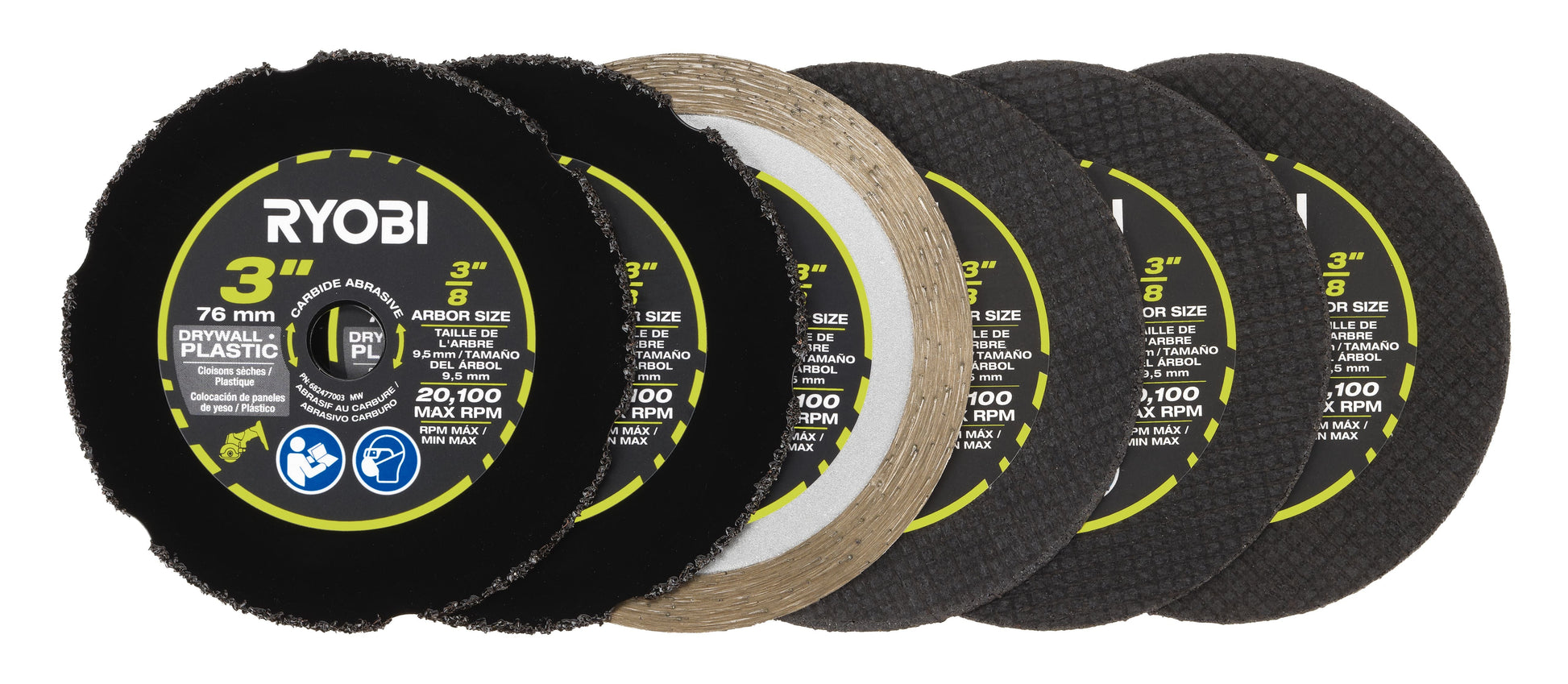 RYOBI 6 PC. 3 in. Cut-Off Wheel Set Image 4