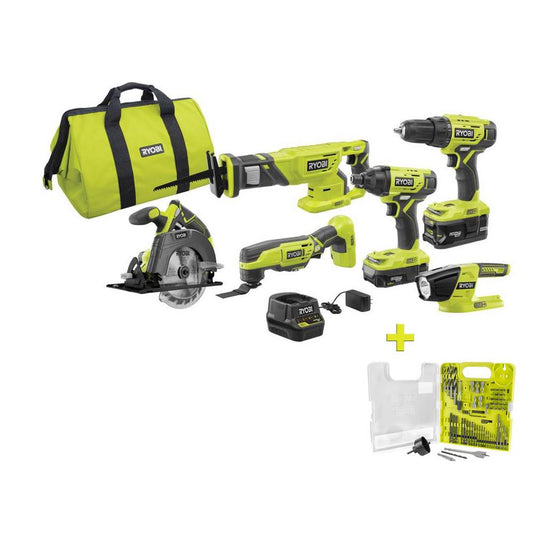 18V ONE+ 6-TOOL COMBO KIT WITH (2) BATTERIES, CHARGER & BAG W/ BONUS DRILL & DRIVE KIT (60-PIECE) Image 1