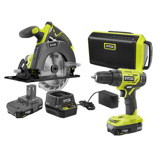 18V ONE+  2-Tool Combo Kit with Drill/Driver, Circular Saw, (2) 1.5 Ah Batteries, Charger, Bag with Speaker RYOBI Tools