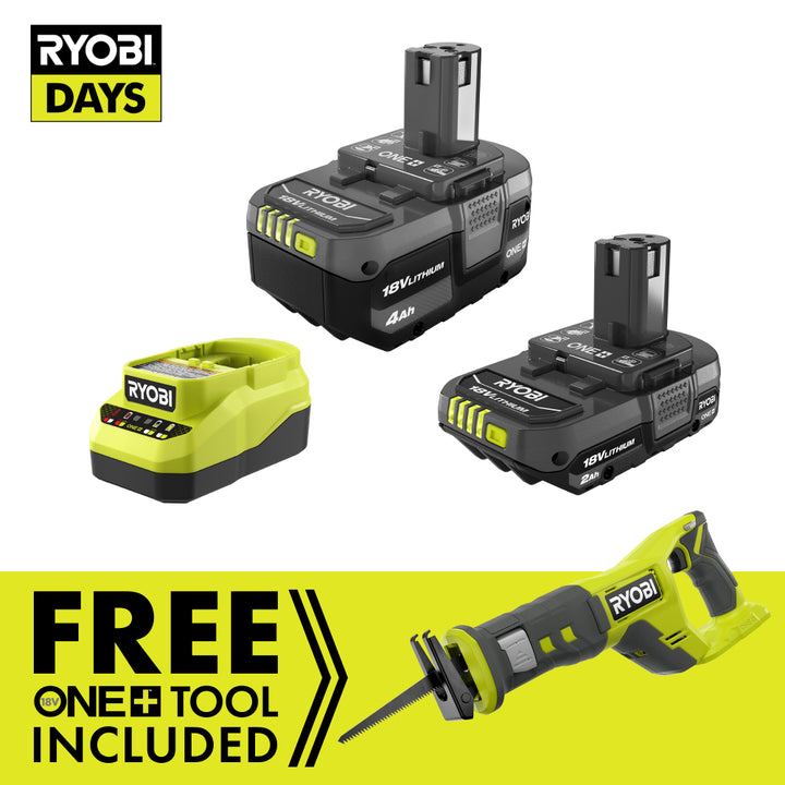 18V ONE+ LITHIUM STARTER KIT WITH FREE 18V ONE+ RECIPROCATING SAW RYOBI Tools-Sandbox