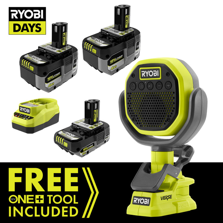 18V ONE+ LITHIUM HIGH PERFORMANCE STARTER KIT WITH FREE 18V ONE+ VERSE™ CLAMP SPEAKER RYOBI Tools-Sandbox