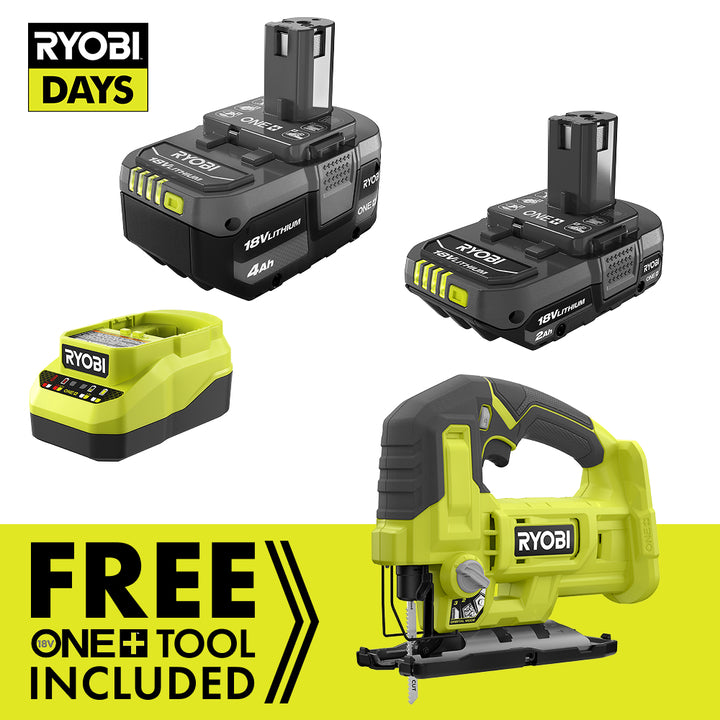 18V ONE+ LITHIUM STARTER KIT WITH FREE 18V ONE+ JIG SAW RYOBI Tools-Sandbox