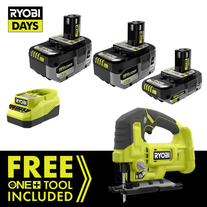 18V ONE+ LITHIUM HIGH PERFORMANCE STARTER KIT WITH FREE 18V ONE+ JIG SAW RYOBI Tools-Sandbox
