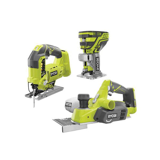 18V ONE+ Orbital Jig Saw, Palm Router, & 3-1/4” Planer RYOBI Tools
