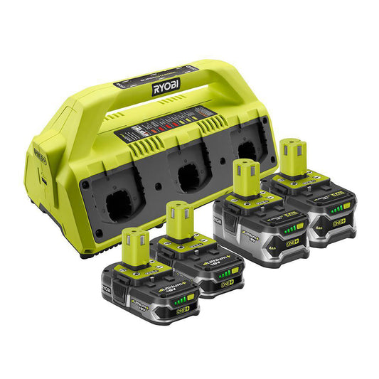 6-PORT SUPERCHARGER WITH 4 LITHIUM+ BATTERIES RYOBI Tools