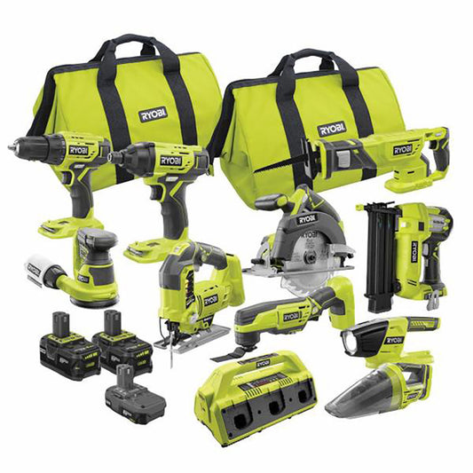 18V ONE+ 11-Piece Combo Kit with 3 Batteries and 6-Port SUPERCHARGER RYOBI Tools