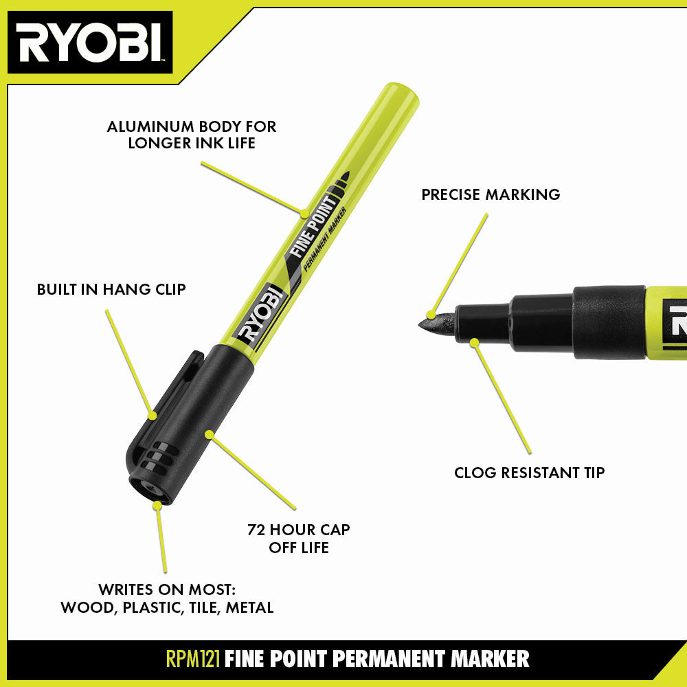 Black Fine Point Permanent Workshop Marker Image 2