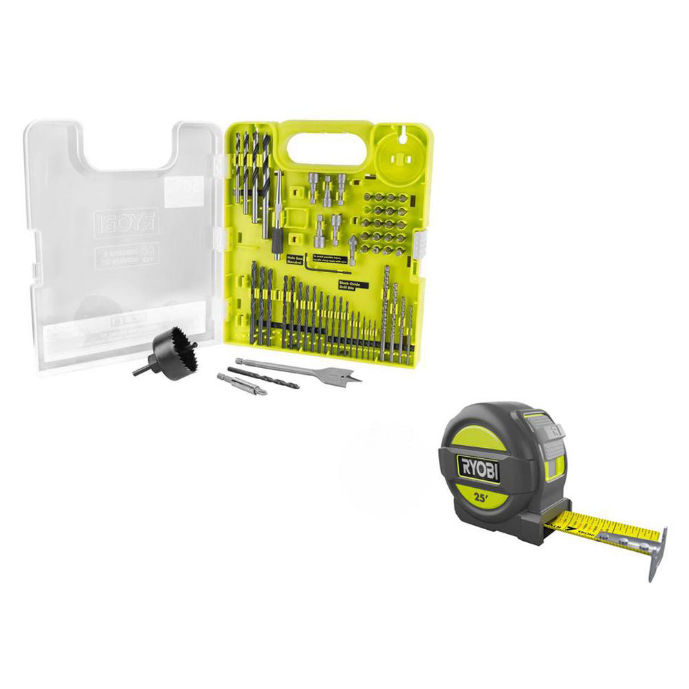 MULTI-MATERIAL DRILL AND DRIVE KIT (60-PIECE) WITH BONUS 25 FT. TAPE MEASURE RYOBI Tools