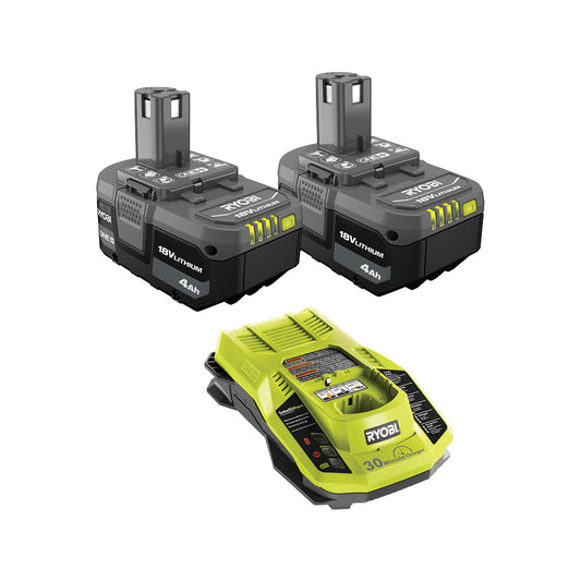 18V ONE+ 4AH LITHIUM BATTERY (2-PACK) WITH CHARGER RYOBI Tools