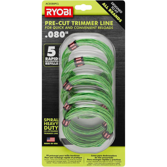 .080 PRE-CUT SPIRAL LINE (5 PACK) RYOBI Tools