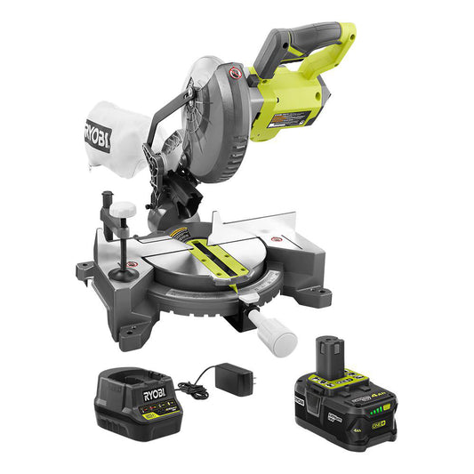 18V ONE+ 7-1/4" Compound Miter Saw with (1) 4.0 Ah Battery and 18V Charger RYOBI Tools