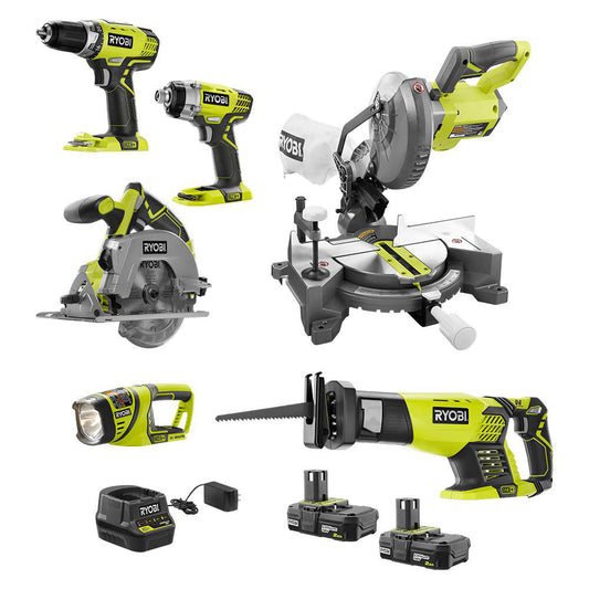 18V ONE+ 6-Tool Combo Kit with (2) 2.0 Ah Compact Batteries and 18V Charger RYOBI Tools