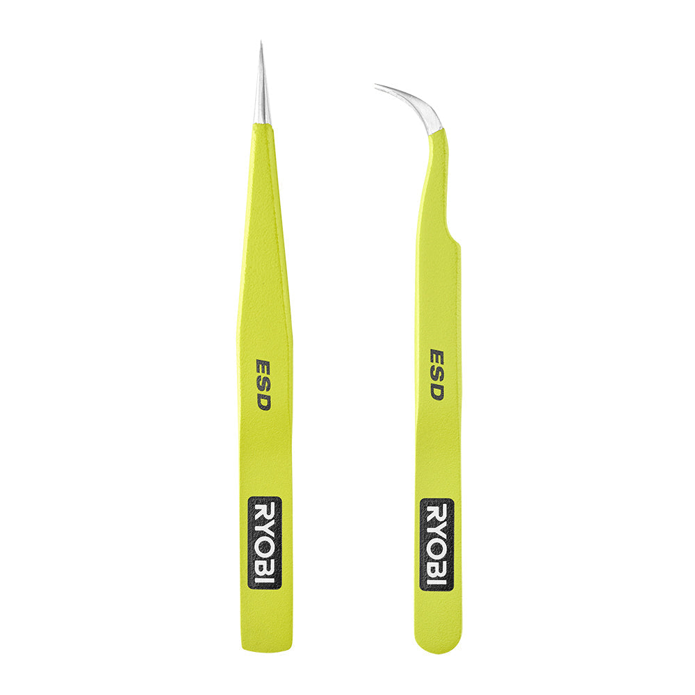 2 PC. Precision Anti-Static Tweezers RYOBI Tools