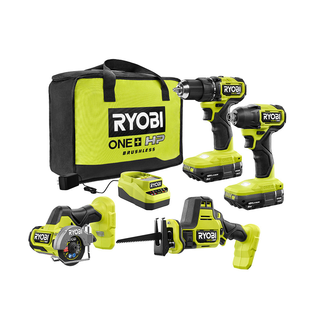 18V ONE+ HP Compact Brushless 4-Tool Combo Kit RYOBI Tools