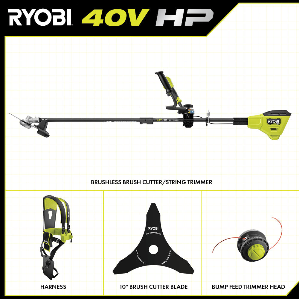 40V HP Brushless Brush Cutter/String Trimmer RYOBI Tools