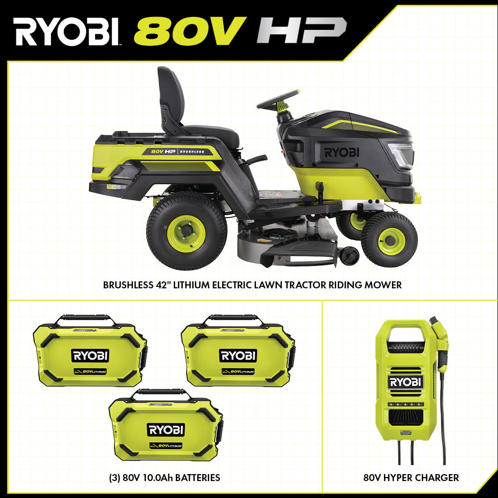 80V HP BRUSHLESS 42" BATTERY CORDLESS ELECTRIC RIDING LAWN TRACTOR Image 3