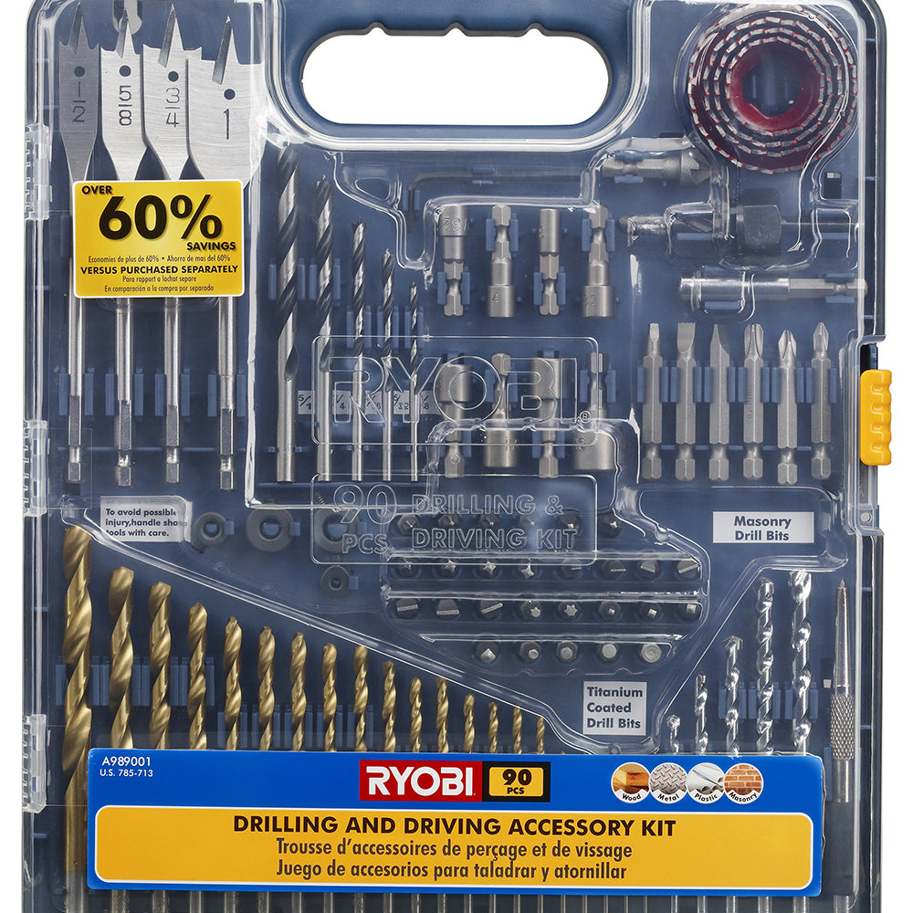 90 PC. Drilling and Driving Accessory Kit RYOBI Tools