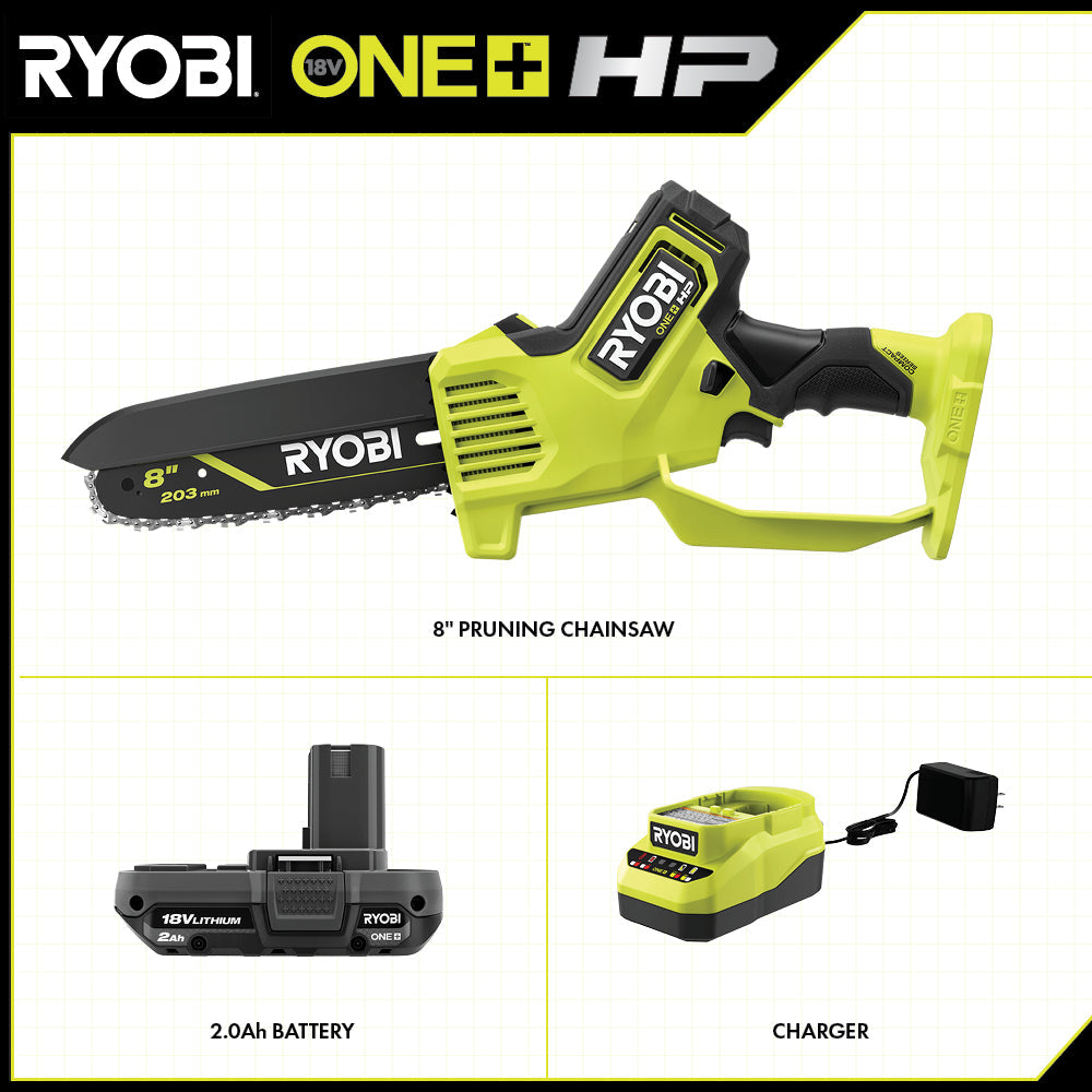 18V ONE+ HP COMPACT BRUSHLESS 8" PRUNING CHAINSAW KIT Image 2