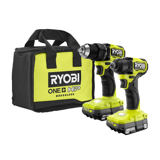 18V ONE+ HP Compact Brushless Drill and Impact Driver 2-Tool Kit RYOBI Tools