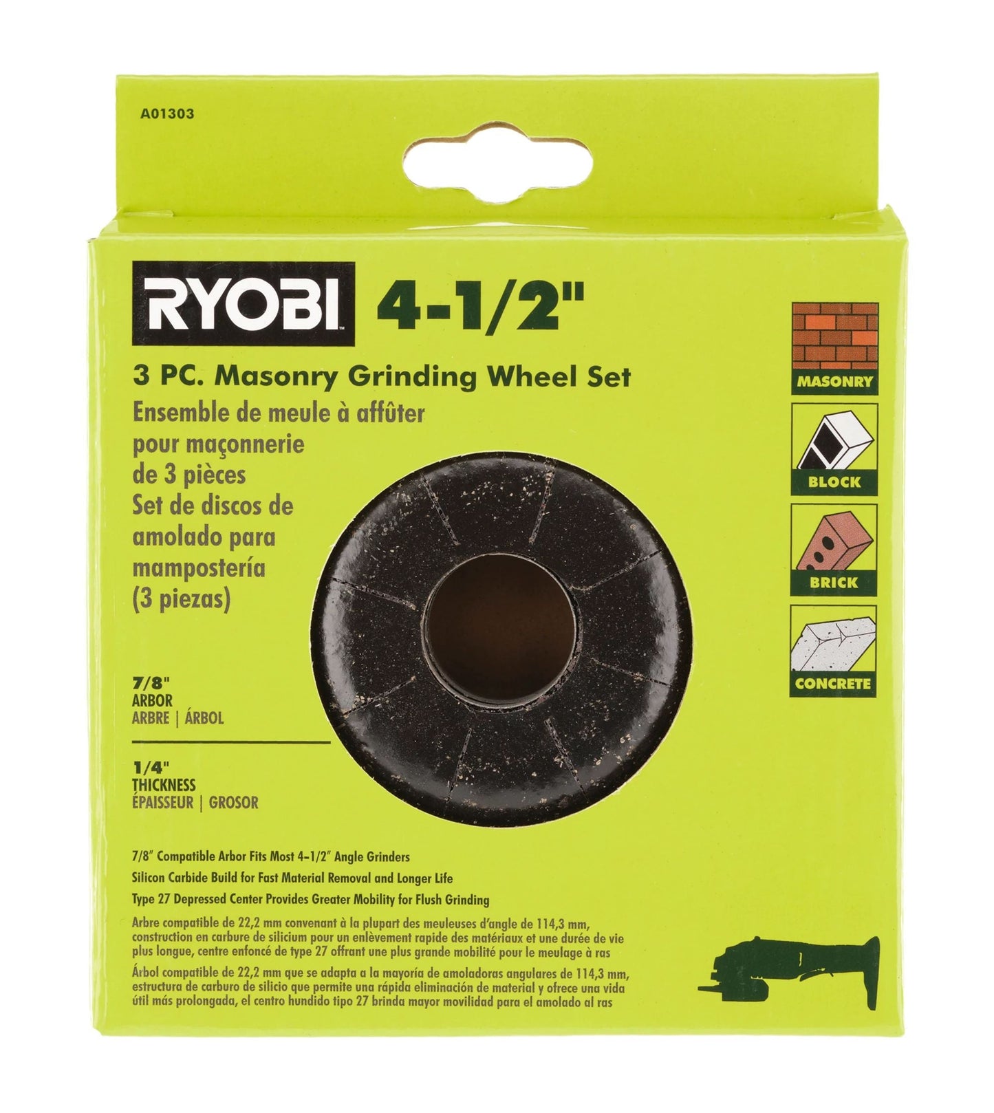 3 PC. 4-1/2" Masonry Grinding Wheel Set Image 3