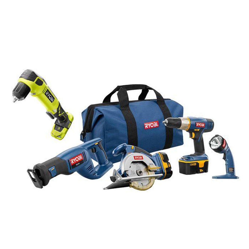 18V ONE+ Super Combo Kit (4-Tool) + Right Angle Drill RYOBI Tools
